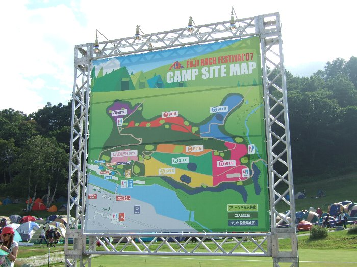 キャンプサイトの地図。A、Bあたりは前夜祭までに埋まってしまいます。 