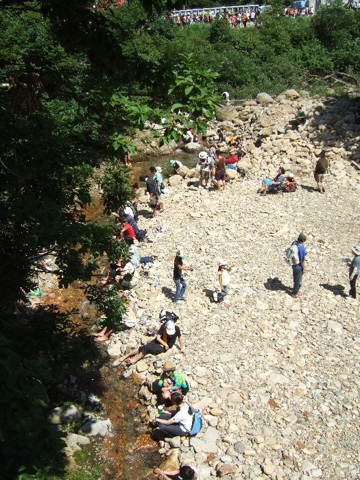 仮設橋Bから撮影。上に仮設トイレが見えています。 