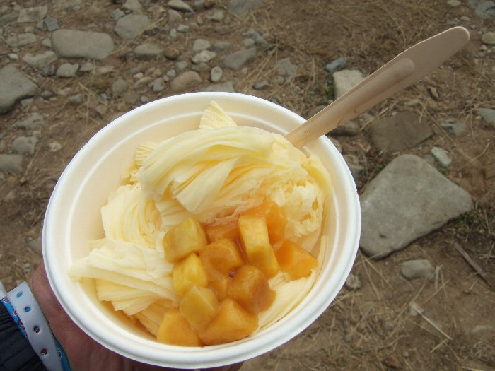 マンゴー。アイスクリームの塊を薄くスライスしたようです。