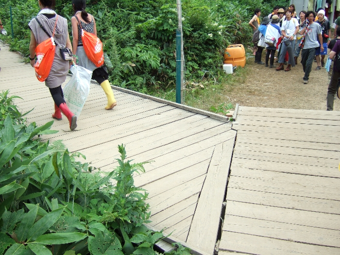 まっすぐ進むとトイレ。左へ曲がるとグリーンステージ方面です。 