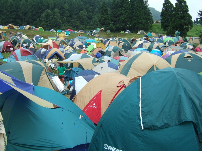 テントが密集しています。 