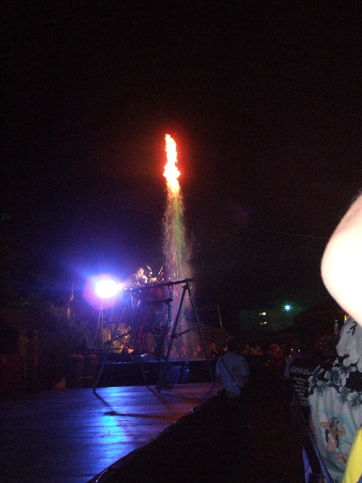 てっぺんで燃えています。 