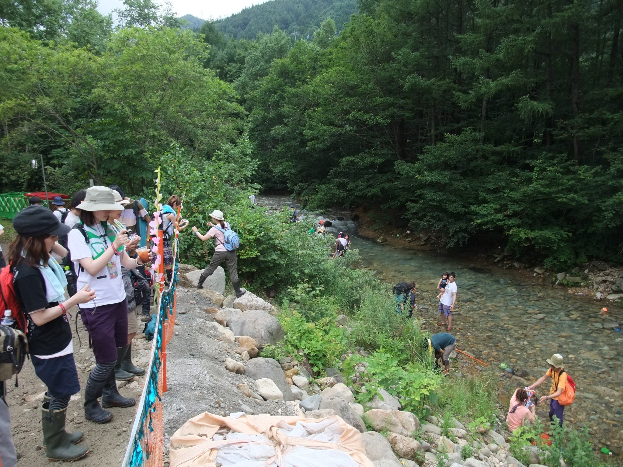 ところ天国、浅貝川のキッズランド、グリーンステージ側、すなわち上流です。
