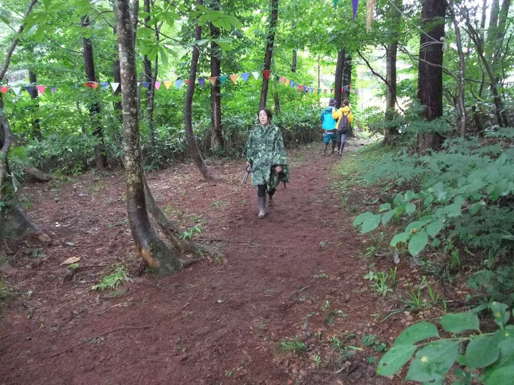 通路を通る人その3。草刈りをして通路を広げたと思われます。