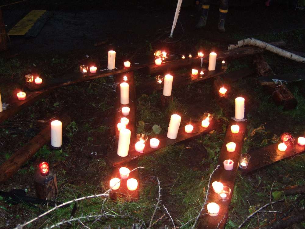 ワールドレストラン前のキャンドル。