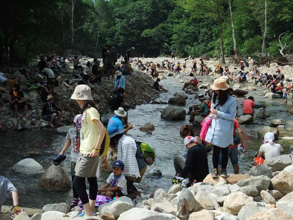 今年はかなり奥まで人がいる。