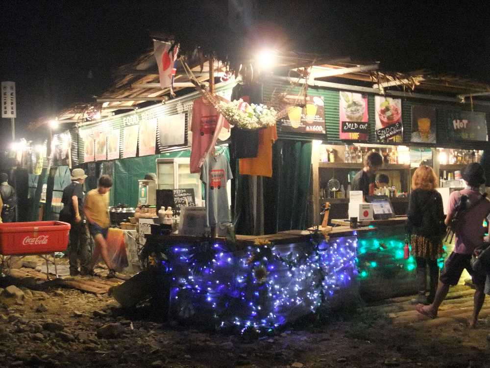 以前はひまわりがあったところに電飾がある。