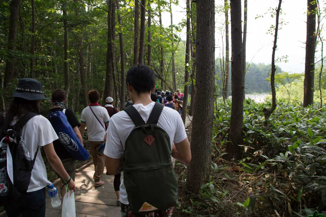 川沿いのやや明るいところ。