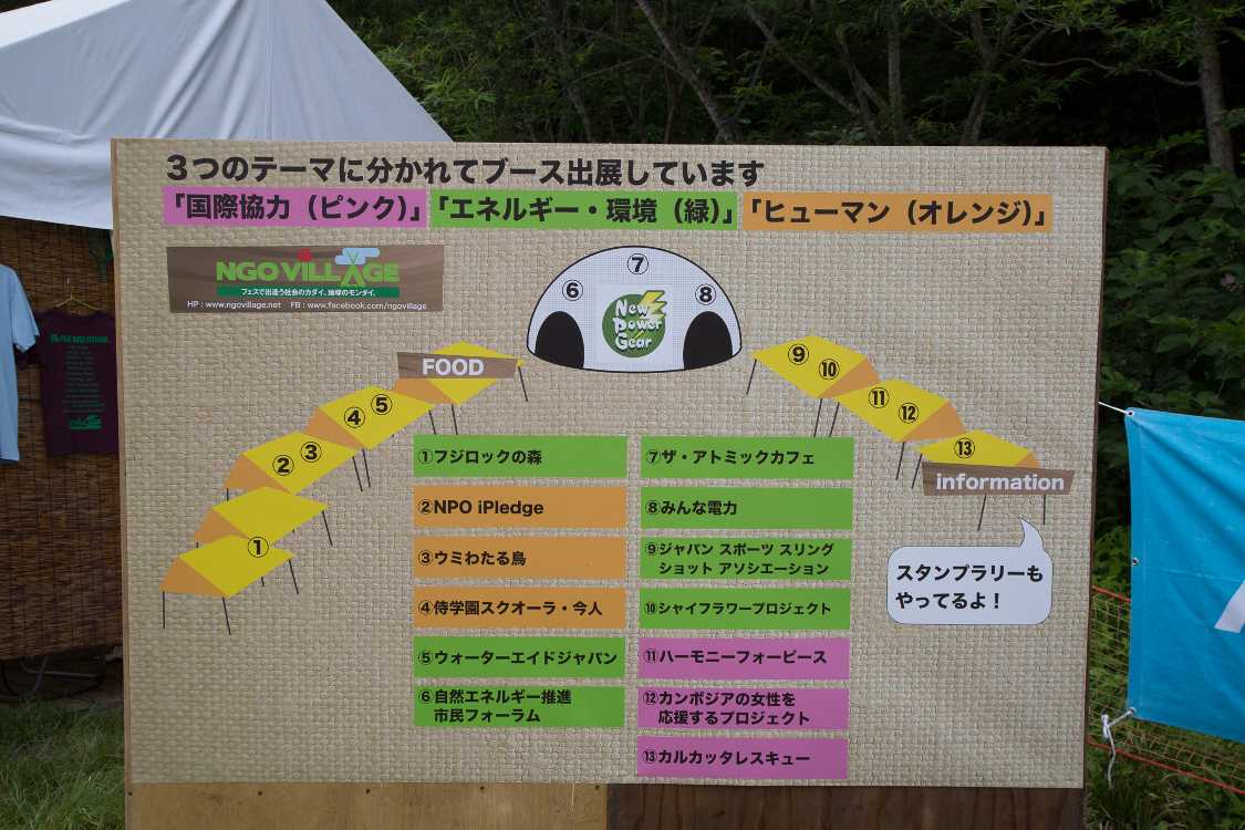 アバロンフィールド・NGOビレッジの出展団体。毎年いくつか入れ替わります。