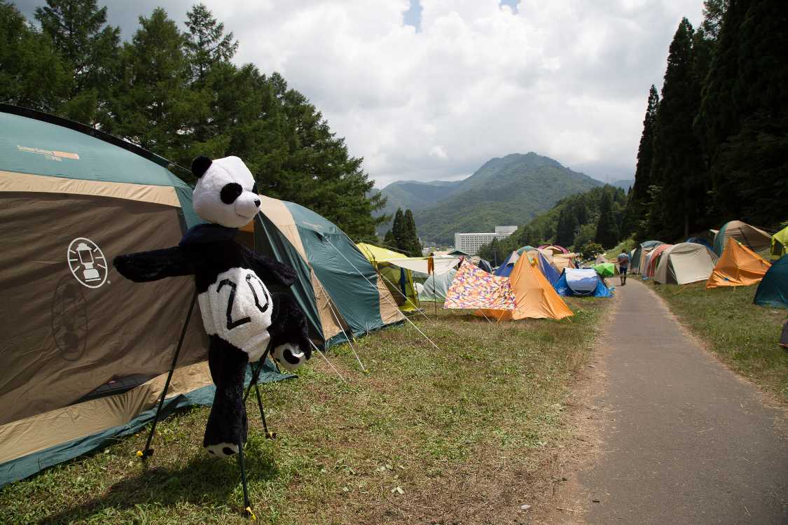 フジロックの20回記念で制作されたとみられるパンダ。