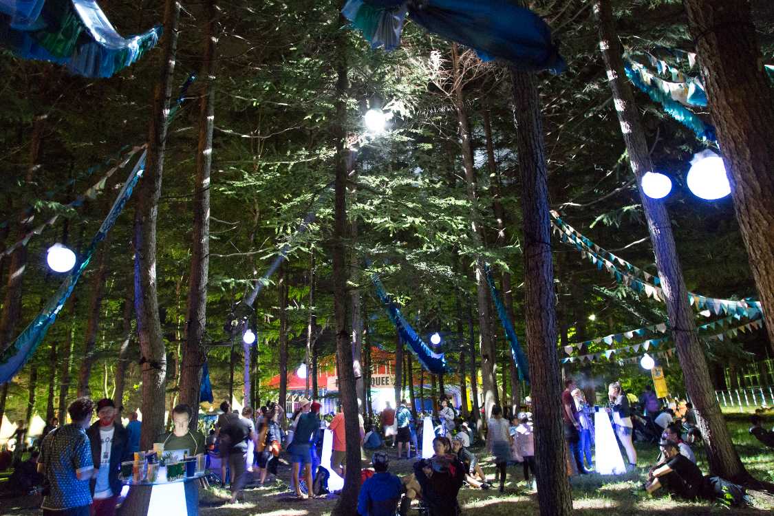 レッドマーキーとブルーギャラクシー（旧ワールドレストラン）の間の林。