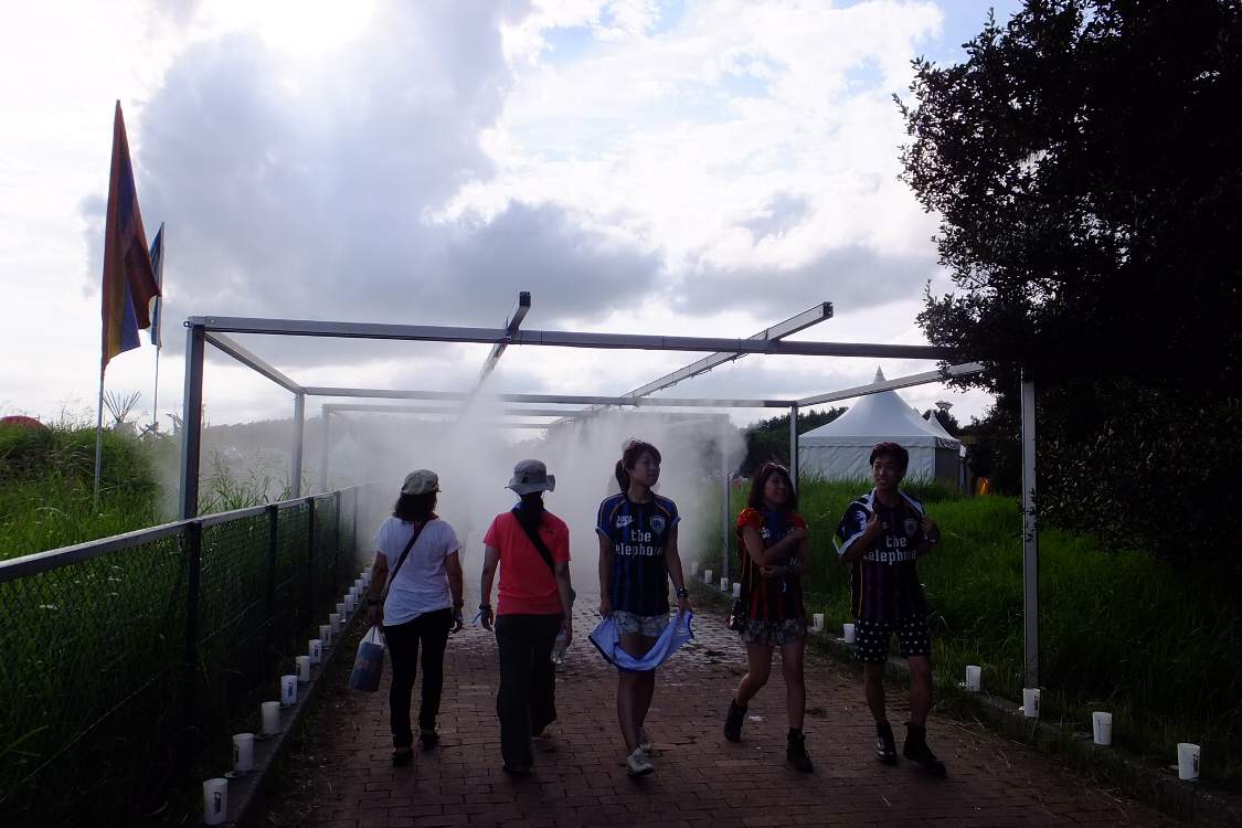 シーサイドビレッジにも霧の噴射機が。