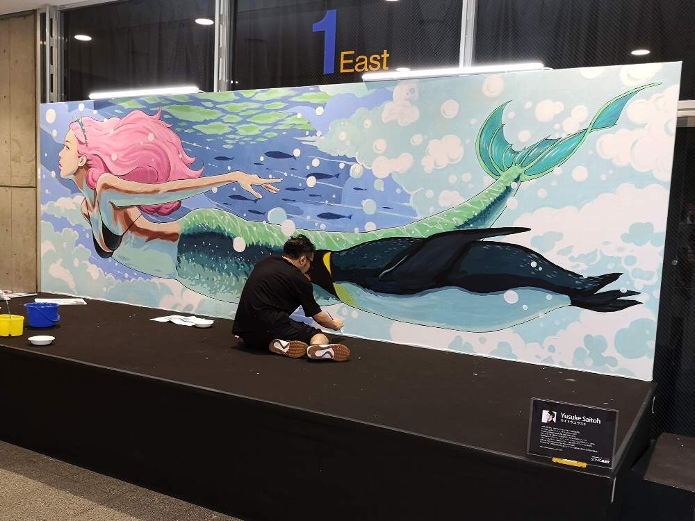 ライブペイントその1の2日目午後。完成に近い。